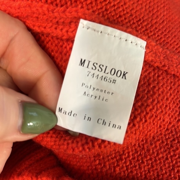 Misslook Sweater Balloon Sleeves Wide Stripes Fall Colors Size XL - Picture 8 of 10